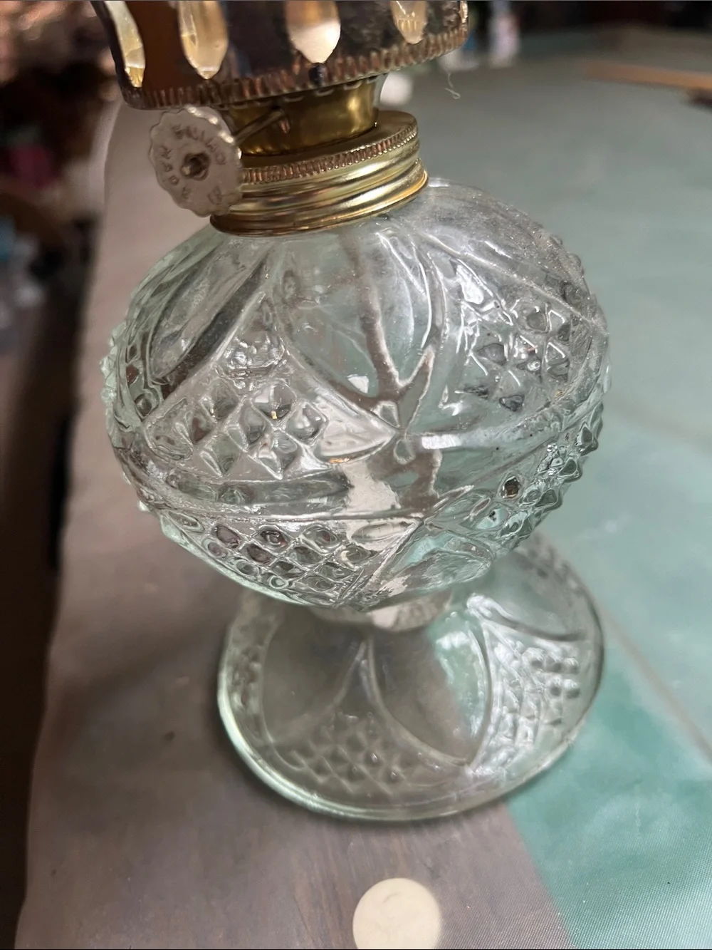 Vintage Clear Glass Hurricane Lamp by